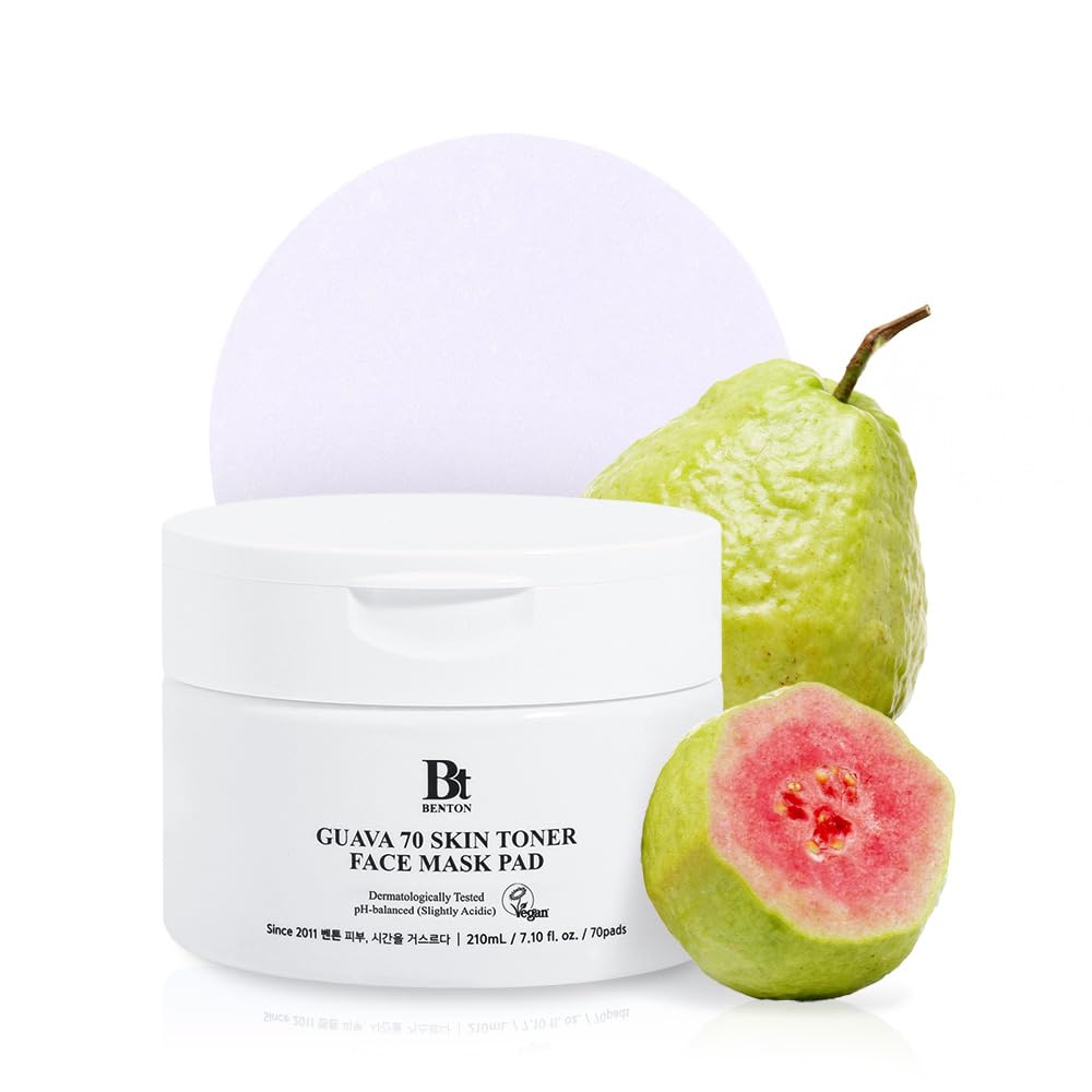 Benton Guava 70 Toner Pads - Hydrating Hyaluronic Acid Face Mask for All Skin Types | Soothing & Calming Relief