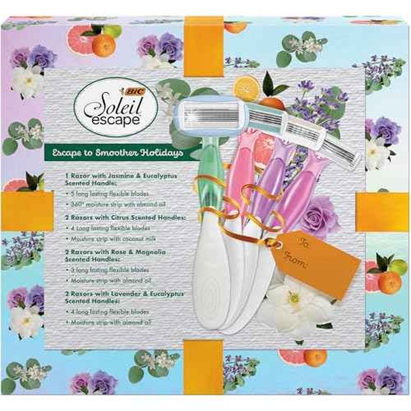 BIC Soleil Escape Women's Disposable Razors Variety Holiday Gift Set, Scented Razor Handles, 7 Razors, Self Care Gifts for Women