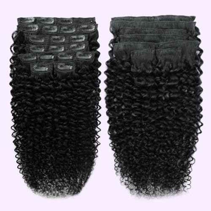 3C 4A Curly Clip In Hair Extensions Real Human Hair 20 Inch 110g 8pcs Kinky Curly Clip Ins Full Head for Black Women 100% Brazilian Remy Human Hair Extensions Natural Color with 20 Clips