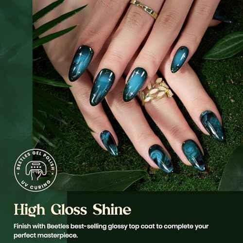 Beetles Green Gel Nail Polish Set - Boundless Forest Dark Green Gel Polish, 6 Colors Soak Off Uv LED Nail Lamp Gel Nail Kit Home DIY Manicure Nail Salon