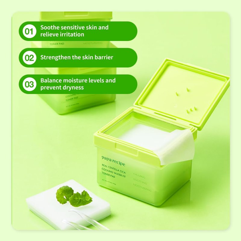Real Centella Cica Toner Pads - Soothing Cooling Pads with Panthenol for Hydration & Redness Care | 80 Sheets
