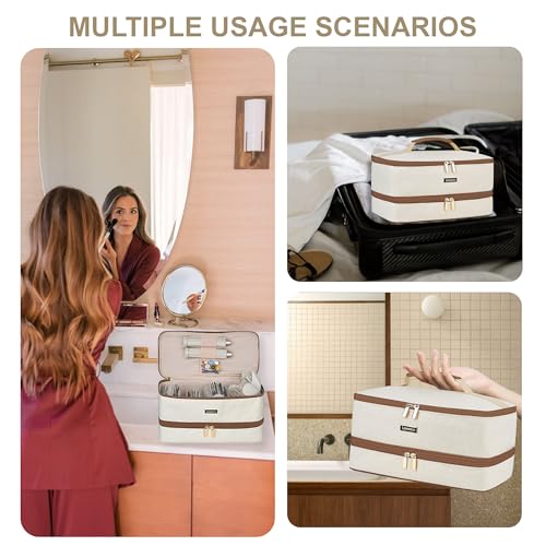 Travel Carrying Case for Shark FlexStyle Attachments & Dyson Airwrap, Double Layer Hair Dryer Case, Brown