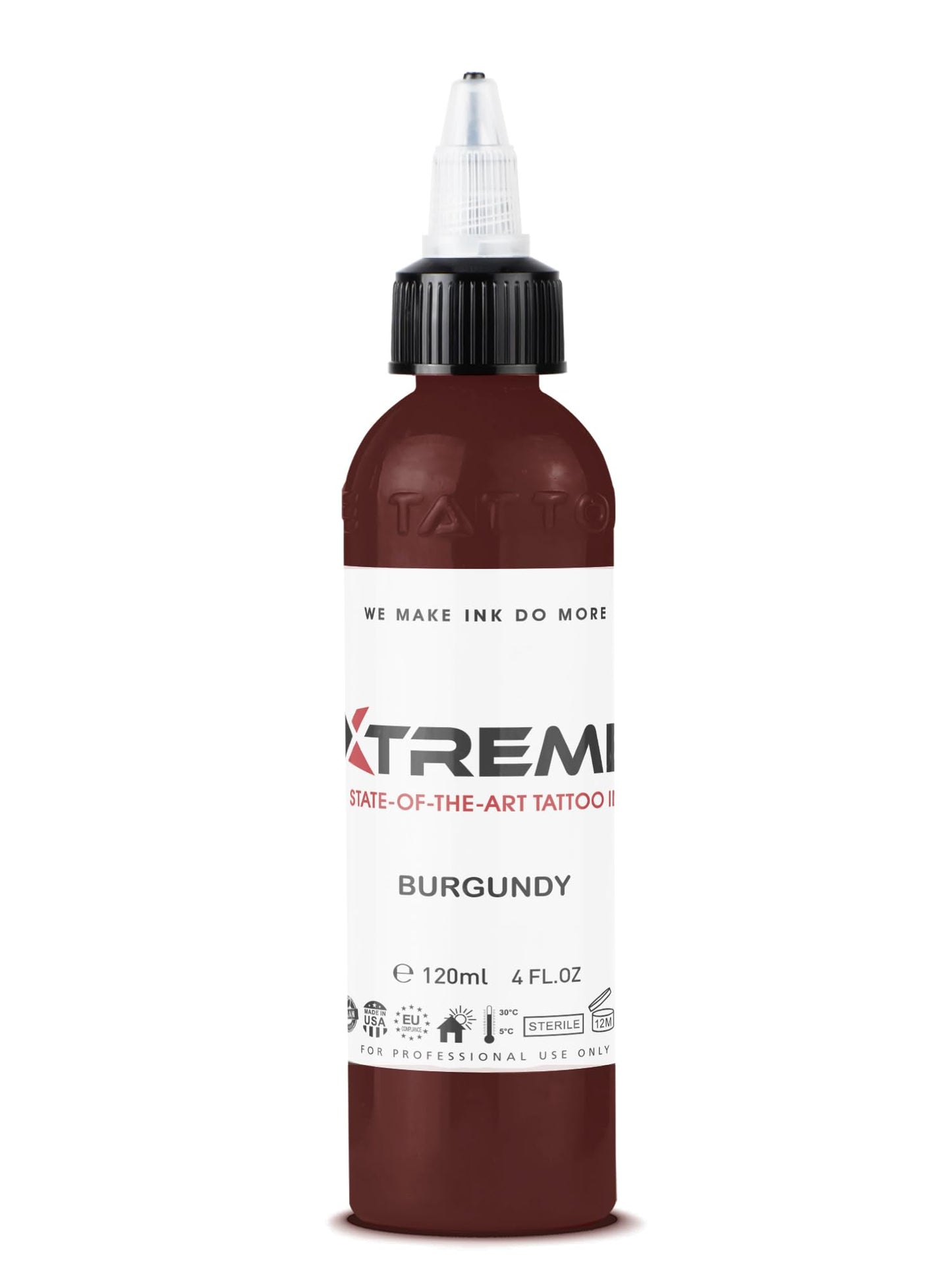 Xtreme Tattoo Ink, Versatile Medium Viscosity for Precision Tattooing, Rich Hue, Quick Healing, Acrylic-Free, Water Based, Highest Safety Standards - Ready-to-Use Tattoo Ink (Burgundy, 4 oz)