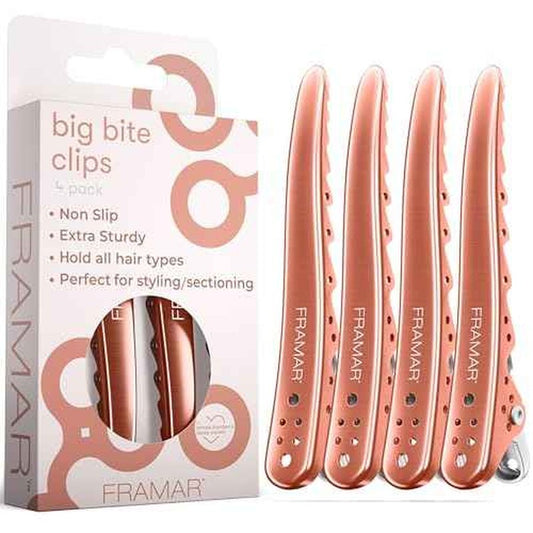 Framar Pink Hair Clips For Styling ? Professional Metal Hair Clips For Women Styling, Metal Clips For Hair, Hair Styling Clips, Extra Strong With No Slip - 4 Pack Rose Gold