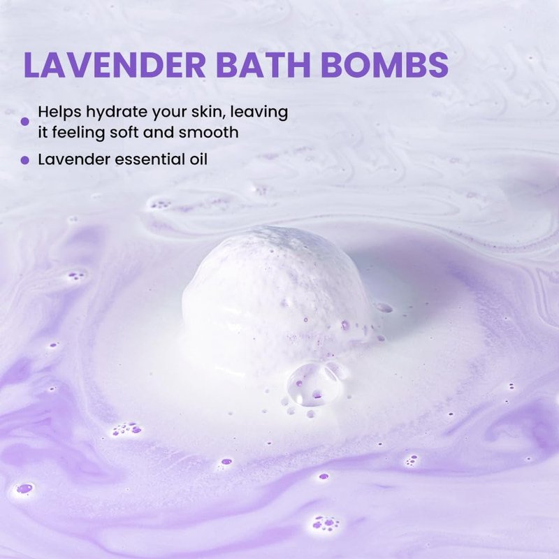 Bath Bombs Gift Set - 10 Handmade Lavender Essential Oil Bombs | Perfect Birthday & Mother's Day Gift for Women
