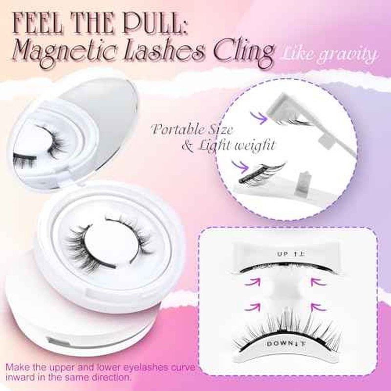 Magnetic Eyelashes With Applicator, Natural-looking, No Adhesive, No Eyeliner, Soft Comfortable Magnetic Lashes, Easy to Wear, Reusable (1Pair Eyelashes)