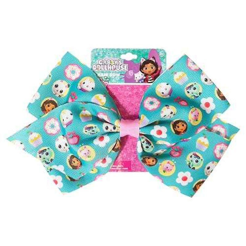 LUV HER Gabby's Dollhouse Single Hair Bow For Girls - One Large Printed Hair Bow Featuring Gabby's Favorite Characters - Alligator Clip - Hair Bows for Daily Styling or Special Occasion, Ages 3+