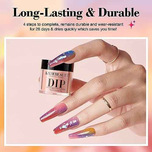 AZUREBEAUTY Color Changing Dip Powder Nail Kit Starter Fall Winter Glitter Pink Blue Purple Orange Mood Temperature Change Dipping Powder Liquid Set with Base Top Coat Activator for Home Manicure Gift