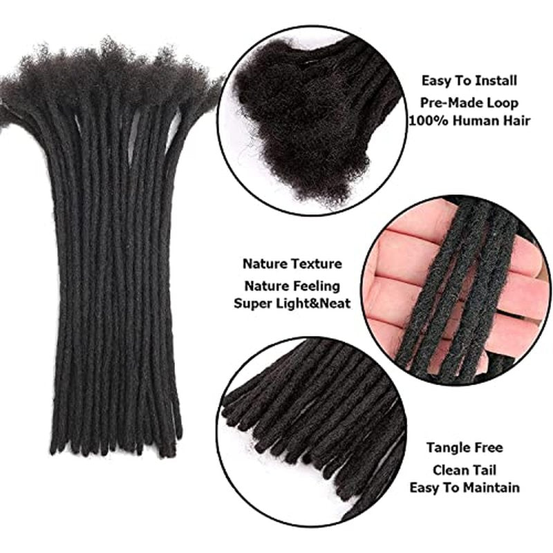Dreadlocks Extension Human Hair 12inch 0.6cm 20 Strands Locs Extensions Real Human Hair For Man/Women 100% Full Handmade Permanent Dreadlock Extensions Human Hair An Be Dyed Bleached Curled