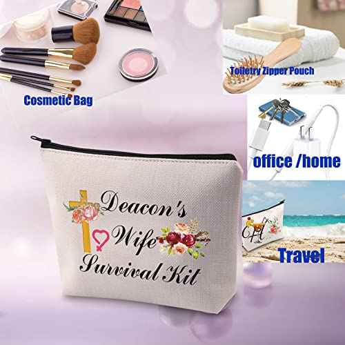PXTIDY Deacon's Wife Survival Kit Pastor Wife Cosmetic Pouch Bible Study Deacon Spouse Gift Christian Deacon Toiletry Bag Deacon Mom Mother¡¯s Day Gift (beige)