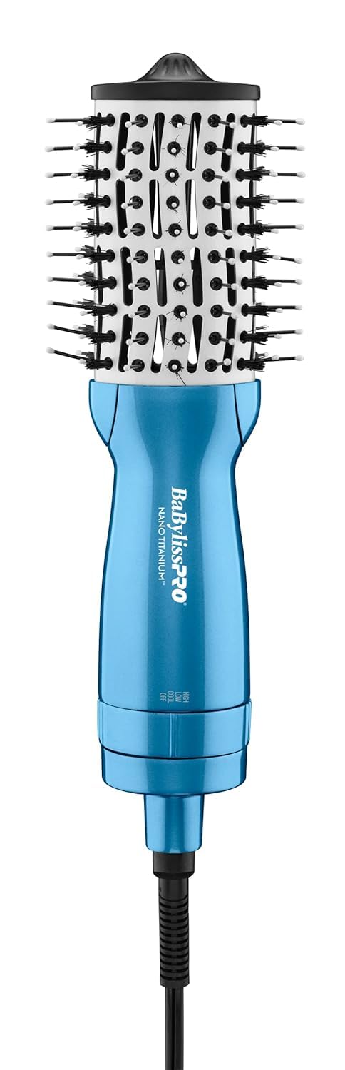 BaBylissPRO Nano Titanium 2 Inch Compact Hot Air Brush, Hair Styling Tools & Appliances, BNTMHBUC, Blue