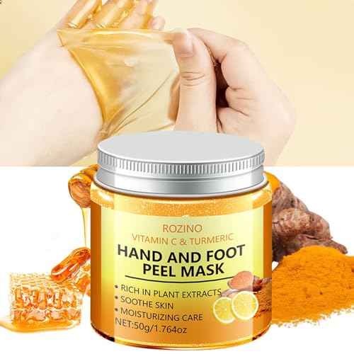 Vitamin C & Turmeric Hand and Foot Peel Mask, Hydrating Peel Off Hand Wax Mask Nourishing Exfoliating Repair Dry Rough Cracked Skin Hands Care, Exfoliating Hand Peeling Mask for Men & Women