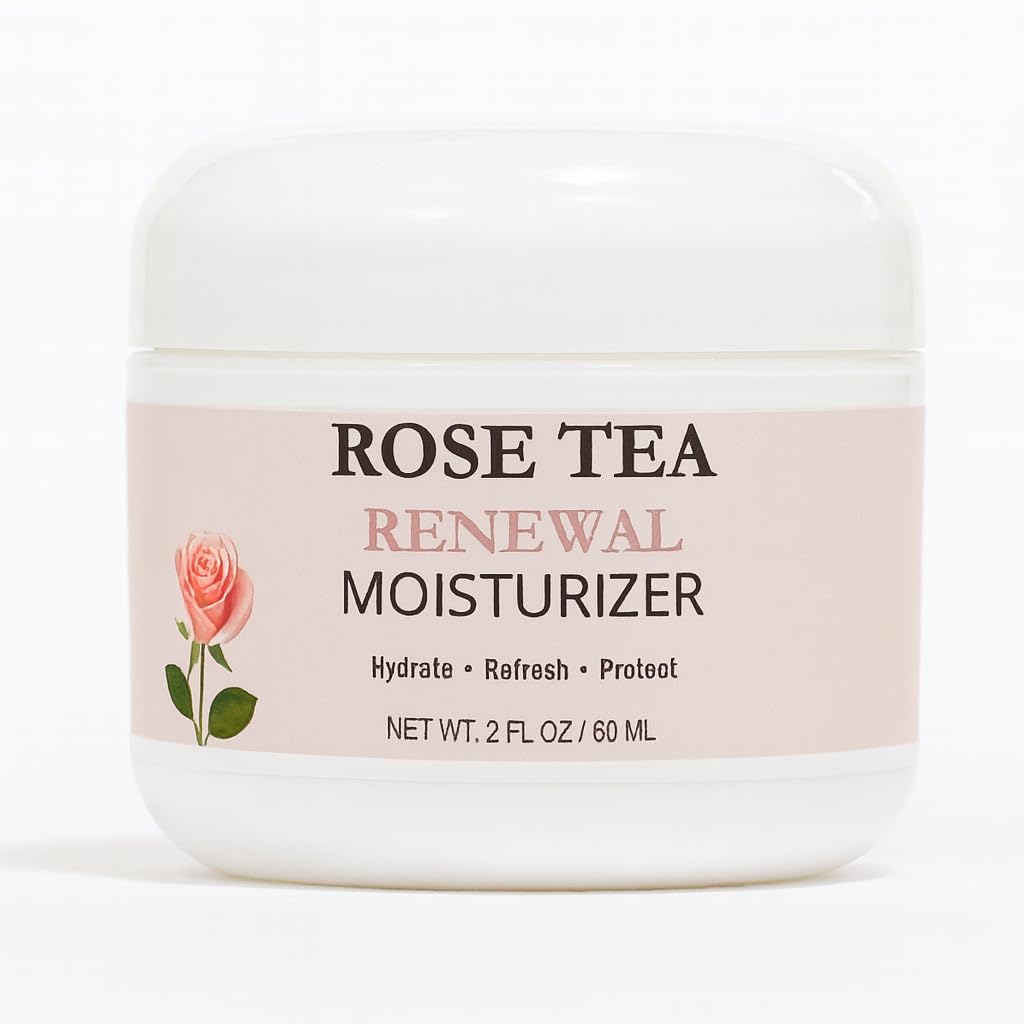Hope Ridge Naturals Rose Tea Renewal Moisturizer, Antioxidant Daily Face Cream with Green Tea, Rosehip Oil, Vitamin C, CoQ10, Peptides, 2 oz / 60 ml