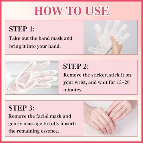 6 Pcs Hand Masks Moisturizing Glove, Hydrating Hand Mask for Dry cracked Hands, Exfoliating Collagen Gloves for Smooth Hands, Smooth Exfoliating Hand Peeling Mask
