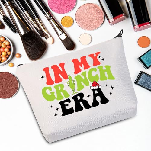JNIAP Christmas Green Monster Makeup Bag - Zipper Pouch Inspired Gifts (In My Grinc)