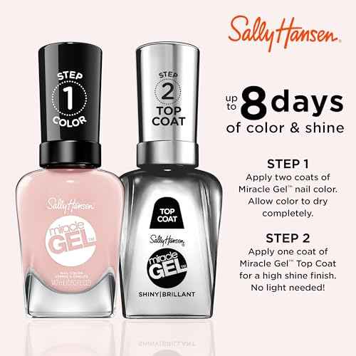 Sally Hansen Miracle Gel Salon Quality Nail Polish | Gel-Like Formula, Two-Step System, No UV Light Needed, Long Lasting | Semi-opaque | 248 Once Chiffon A Time | Light Neutral Pink Nail Polish