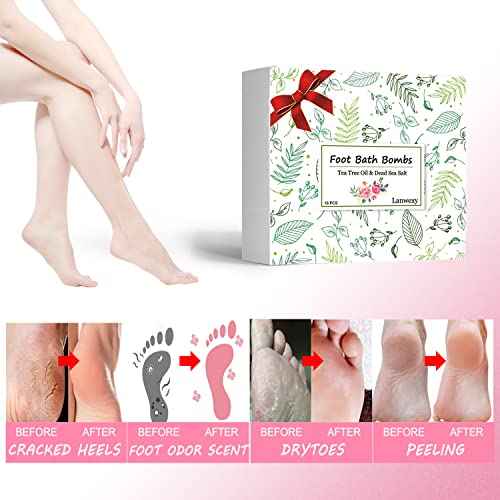 Bath Foot Bombs, 16 Pack Foot Soak with Bath Salt and Tea Tree Oil for Christmas. Organic Natural Handmade Aroma Pure Essential Oil Bubble Feet Balls for Foot Callus, Stubborn Feet Odor Scent.