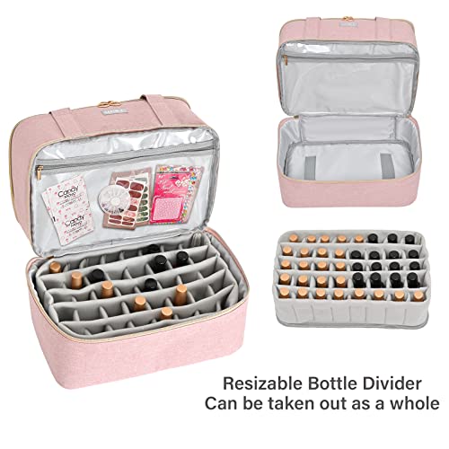 Nail Polish Organizers and Storage,Double-Layer Nail Supplies Carrying Case Bag Holds 40 Bottles(15ml-0.5 fl.oz) and Nail Lamp