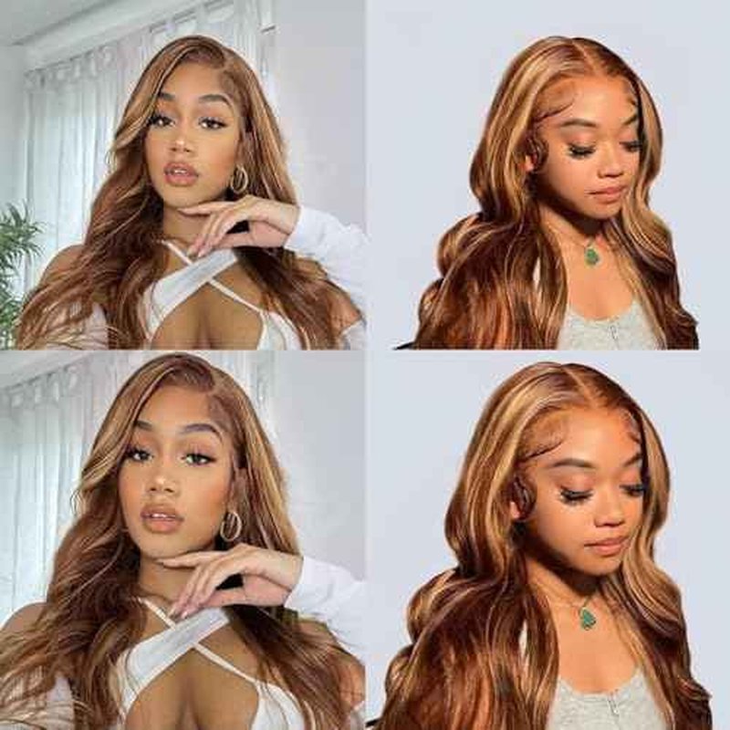 Honey Blonde Bundles Human Hair Reddish Brown Body Wave 3 Bundles 16 18 20 inch P27/33 Human Hair Bundle 300g