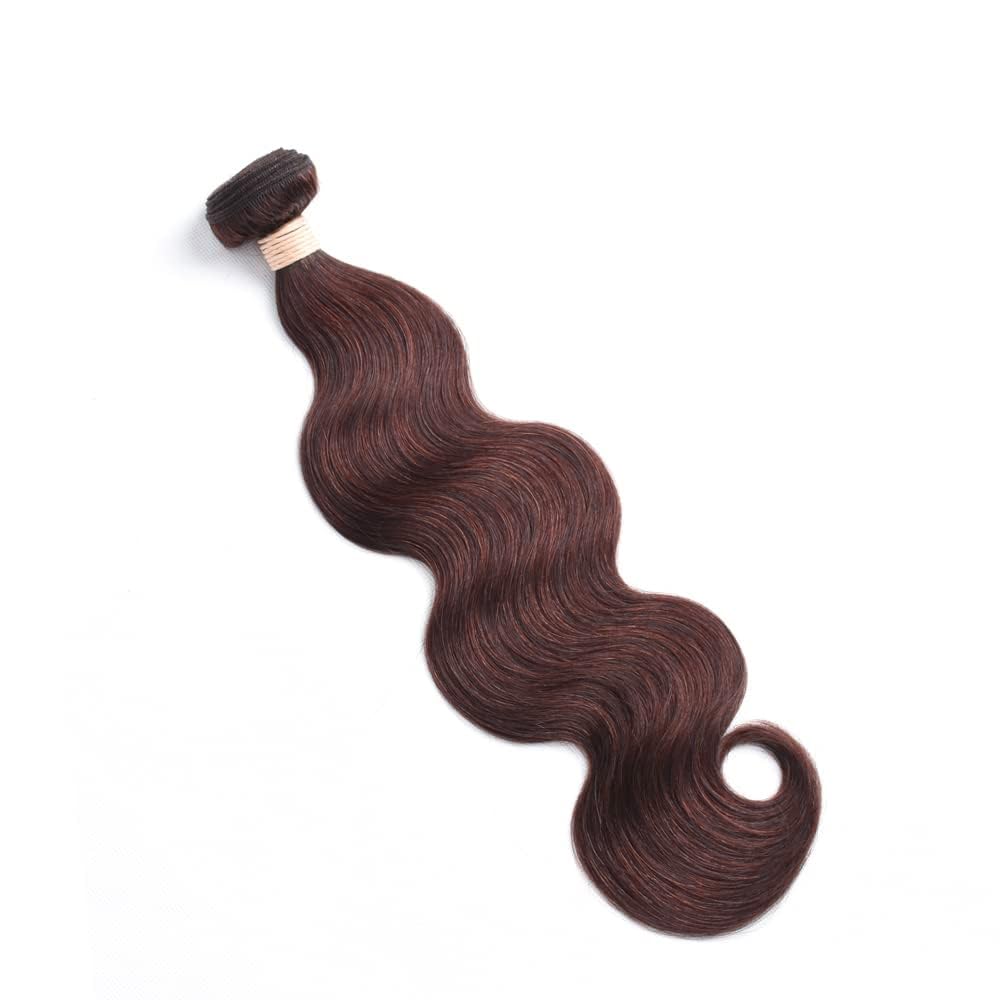 ALLRUN 16 Inch Brown Human Hair Bundle Body Wave 1 Pc - 100% Unprocessed Brazilian Virgin Hair Extensions Chocolate Brown Bundles Human Hair 4# Color (12A)