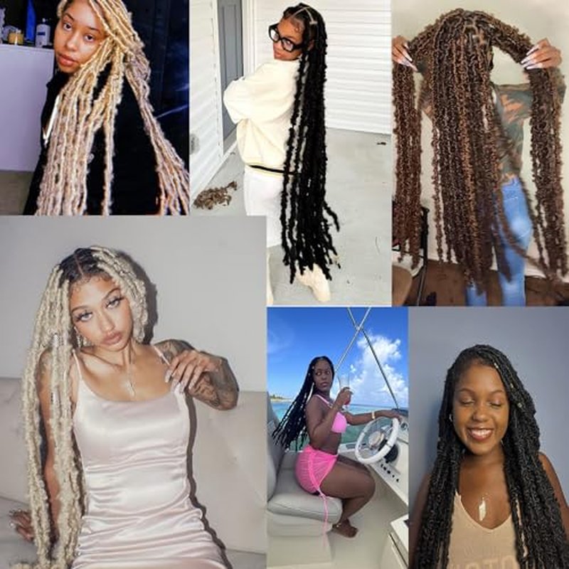ZRQ Butterfly Locs Crochet Hair 36 Inch 6 Packs Distressed Faux Locs Pre-looped Synthetic Crochet Braids Extended Soft Locs For Women Extensions (36 Inch,350#)