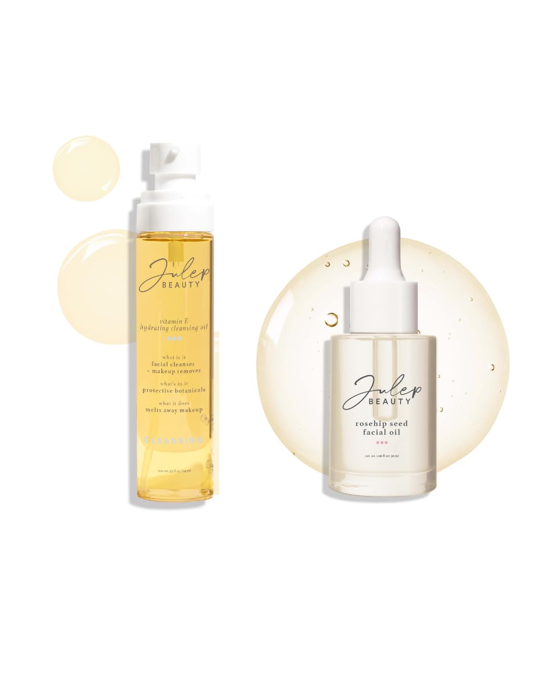 Julep Vitamin E Cleansing Oil & Rosehip Moisturizing Oil Bundle – Hydrating Makeup Remover & Lightweight Face Oil for Nourished, Glowing Skin – Non-Greasy, Antioxidant-Rich Skincare Duo