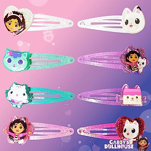 LUV HER Gabby's Dollhouse Kids Hair Clips for Girls Snap Clips 8 Pack Multi Color Ages 3+