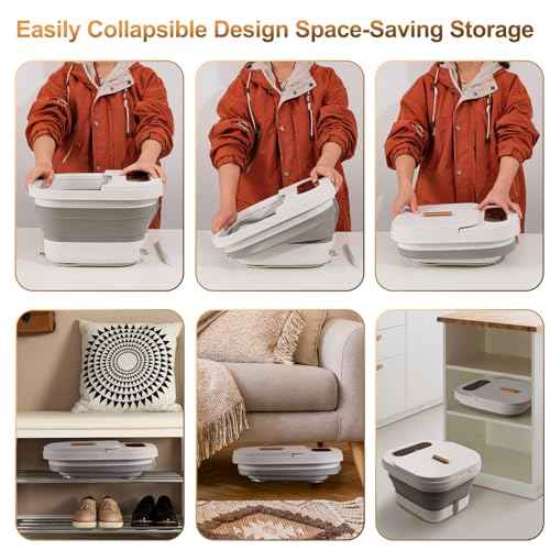 Collapsible Foot Spa Bath with Heat, Touch Screen, Remote Control, Massage Rollers, Timer, Bubble, Foot Pedicure Kit, Temperature Control Pedicure Foot Spa, Foot Bath