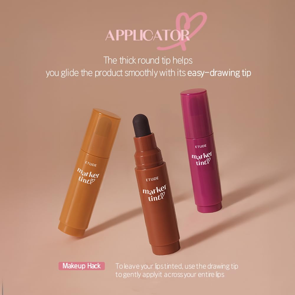 ETUDE Dear Darling Marker Tint #11 Black Currant | Hydrating & Long Lasting Lip Stain | High Pigmented Lip Maker with Easy Drawing Tip | Korean Daily Lip Tint, Korean Makeup, Kbeauty