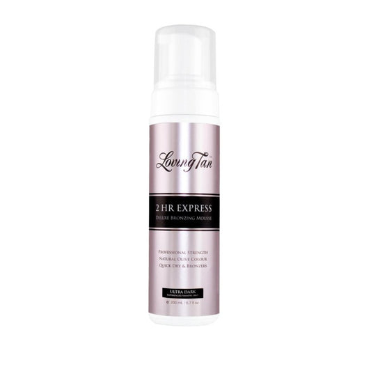 Loving Tan 2 HR Express Self Tanning Mousse, Ultra Dark - Streak Free, Natural, Professional Quality - 5+ Sunless Self Tanner Applications per Bottle, Cruelty Free, Naturally Derived DHA - 6.7 FL Oz