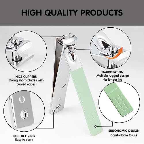 Nail Kit, Manicure Kit, Nail Care Kit For Women, Manicure Pedicure Set, Nail Clippers Toenail Clippers Kit, Professional Manicure Kit Pedicure Kit, Green Travel Case, Set of 12.