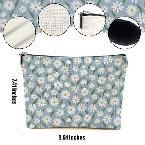 4pcs Vintage Floral Makeup Bag, Daisy Flower Cosmetic Bag Garden Gifts for Women Female Girls Sister BFF Nature Lover, Travel Zipper Pouch Christmas Thanksgiving Birthday Gifts