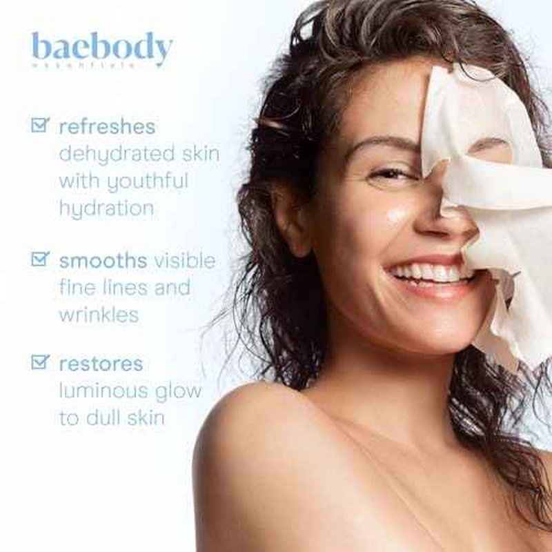 Baebody Snail Mucin Face Sheet Mask (6 pcs) - Anti Aging and Moisturizing Face Mask with Hyaluronic Acid - Deep Hydration for Youthful Skin