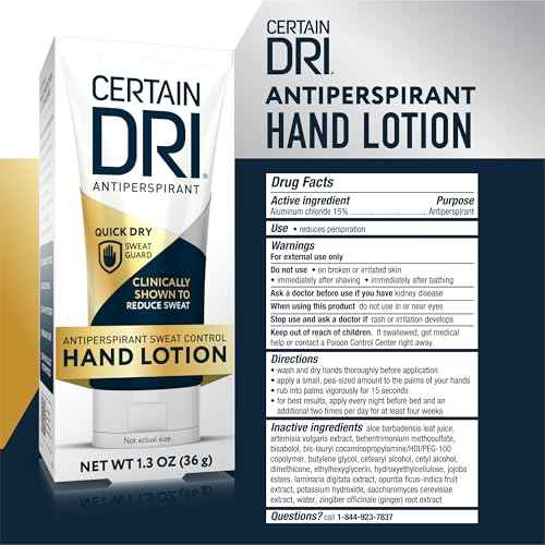 Certain Dri Antiperspirant Hand Lotion - 24-Hour Sweat Protection for Excessive Sweating & Palmar Hyperhidrosis - Fast-Drying, Non-Greasy, Fragrance-Free Formula - Dermatologist-Tested - 1.3 oz