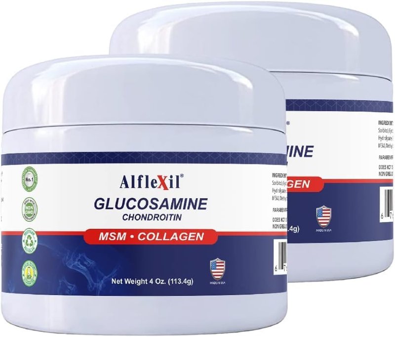 Glucosamine Plus Chondroitin Cream - Joint & Muscle Pain Relief with MSM & Collagen | Fast Absorption, 4 Oz - 2 Pack