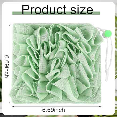 6 Pack Washcloth Loofah Combo 2 in 1 Drawstring Loofah Sponge with Bar Soap Pocket Exfoliation Mesh Shower Puff Ball for Body Wash Cleansing and Smooth Skin (Multicolor)