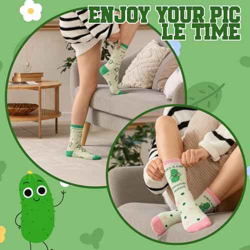 Pickle Gifts for Women - Pickle Lover Gifts Set Travel Cosmetic Bags Portable Reusable Canvas Tote Bag Funny Novelty Gag Socks Stickers Christmas Gifts for Teen Girls
