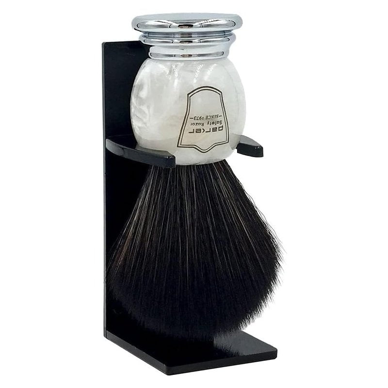 Parker Ultra Soft Synthetic Shaving Brush with Marbled Handle & Stand – 22mm Knot, Vegan, Fast-Drying, Cruelty-Free, Barbershop Quality, Gentle on Sensitive Skin, Builds Rich Cream & Soap Lather