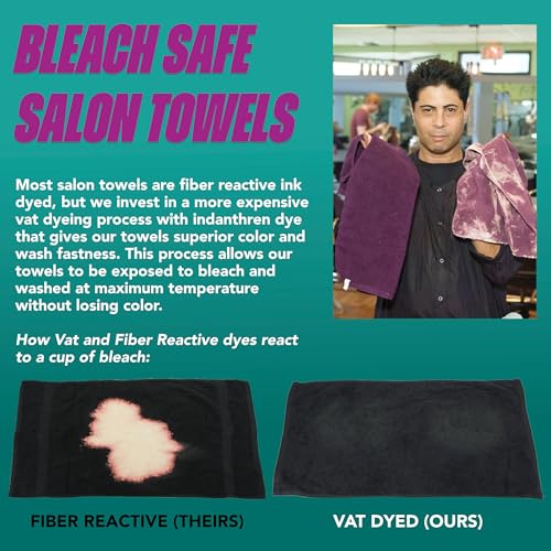 Arkwright Bleach Proof Salon Towels - Pack of 12 - Highly Absorbent, 100% Cotton, Quick Dry Spa Face Towel for Hair Stylist, Barber, Pedicure, and Esthetician, 16 x 27 in, Black