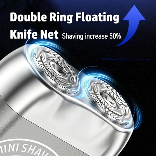 Mini Electric Shaver, 2025 New Upgrade Pocket Dual-Head Electric Shaver, Travel Portable Beard Trimmer for Men, Waterproof Mini Razor, USB C Rechargeable (Silver)