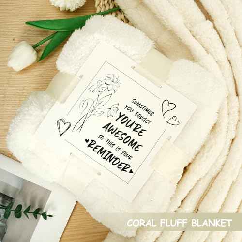 Self Care Gift Basket for Women, Luxury Spa Gift Basket with Blanket, Vanilla Coconut Self Care Set, Friendship Birthday Box for Mom, Sister, Wife, Best Friend, Coworker(White)