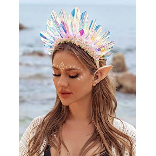 JONKY Light Up Crown Led Birthday Headband Glow Rave Costume Headpiece for Women