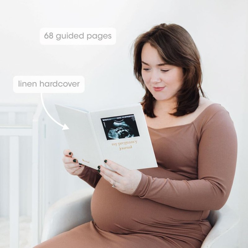Pregnancy Journal - Linen Guided Memory Book with Sonogram Photo Insert | Beige