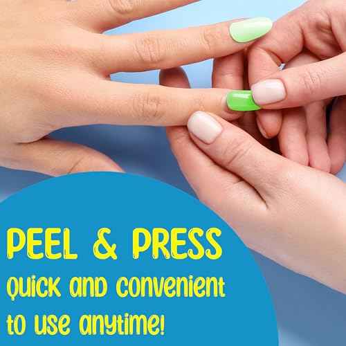 7 Day Manicure Collection - 84PC Press On Nail Set, Day-of-The-Week Adhesive False Nails for Girls (Set of Brights or Pastels) ? Colorful Novelty Designs Stick On Nails for Kids