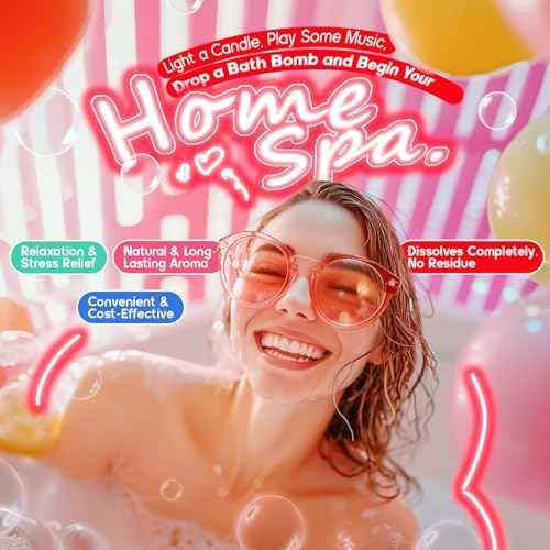 64 Pack Natural Bath Bombs Bulk Set ? 8 Scents, Organic Ingredients, Long-Lasting Bubbles, Relaxing Gifts for Women & Men, Self-Care, Birthday, Christmas & Stocking Stuffers