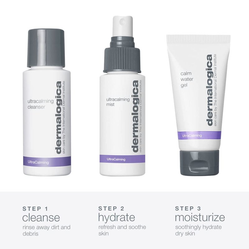 Dermalogica Sensitive Skin Rescue Kit - Face Wash, Toner & Moisturizer for Calm, Soothe & Irritate-Free Skin | 3-Piece Set