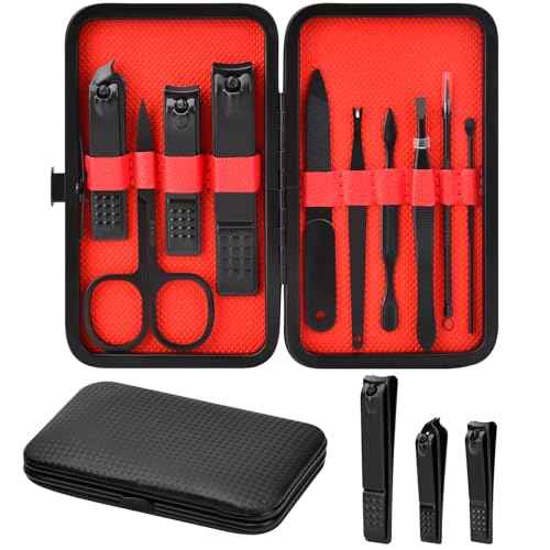 Stocking Stuffers for Men Teen Boys - Manicure Set Christmas Gifts for Men Dad Boyfriend Teens Him Professional Stainless Steel Nail Clipper Kit Personal Care Tools Accessories w/Leather Travel Case