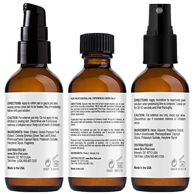 MedPeel Salicylic Acid 20% Essential Peel Kit, Includes Peel, Prep, Neutralizer, Medium Strength Professional Grade Chemical Face Peel for all Skin Tones, 1oz/30ml (Kit of 3)