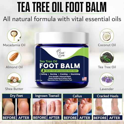 FOOT CURE Tea Tree Oil Balm ? Moisturizer for Dry Cracked Feet ? Instantly Hydrates & Soothes Irritated Skin & Athlete's Foot ? Best Care for Women and Men (Pack of 1)