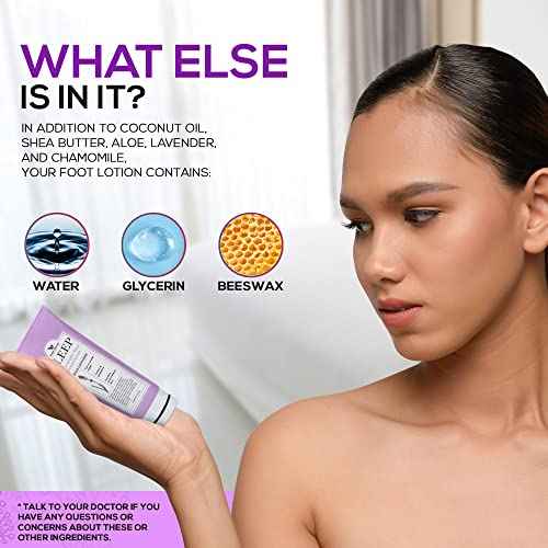 Relaxing Foot Lotion Moisturizer Cream For Dry Feet ? Lavender Foot Care Cream W/Shea Butter, Aloe, & Coconut Oil ? W/Soothing Scent, Pedicure Supplies, 8 Oz